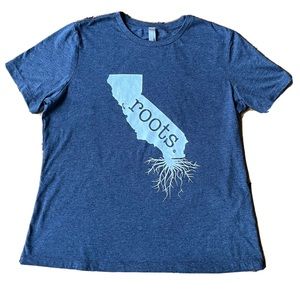 California Shape T Shirt Womens L Roots Blue Thread Tank Designs